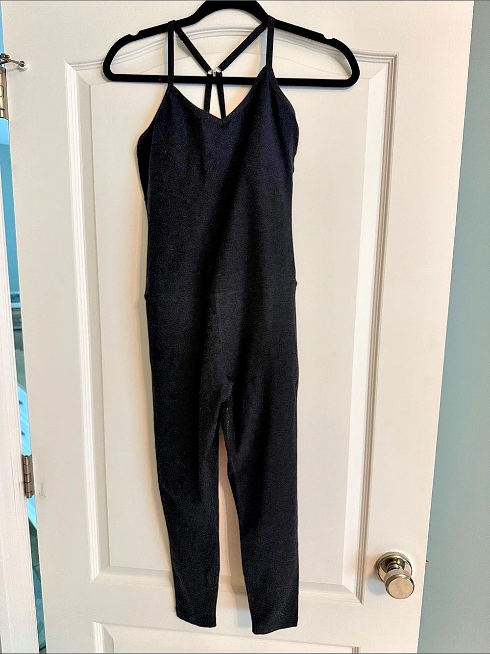 Beyond Yoga Cross-Back Bodysuit Black Jumpsuit